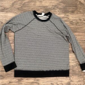 Marine Layer Juno Reversible Raglan Black and White Striped Crewneck Sweater